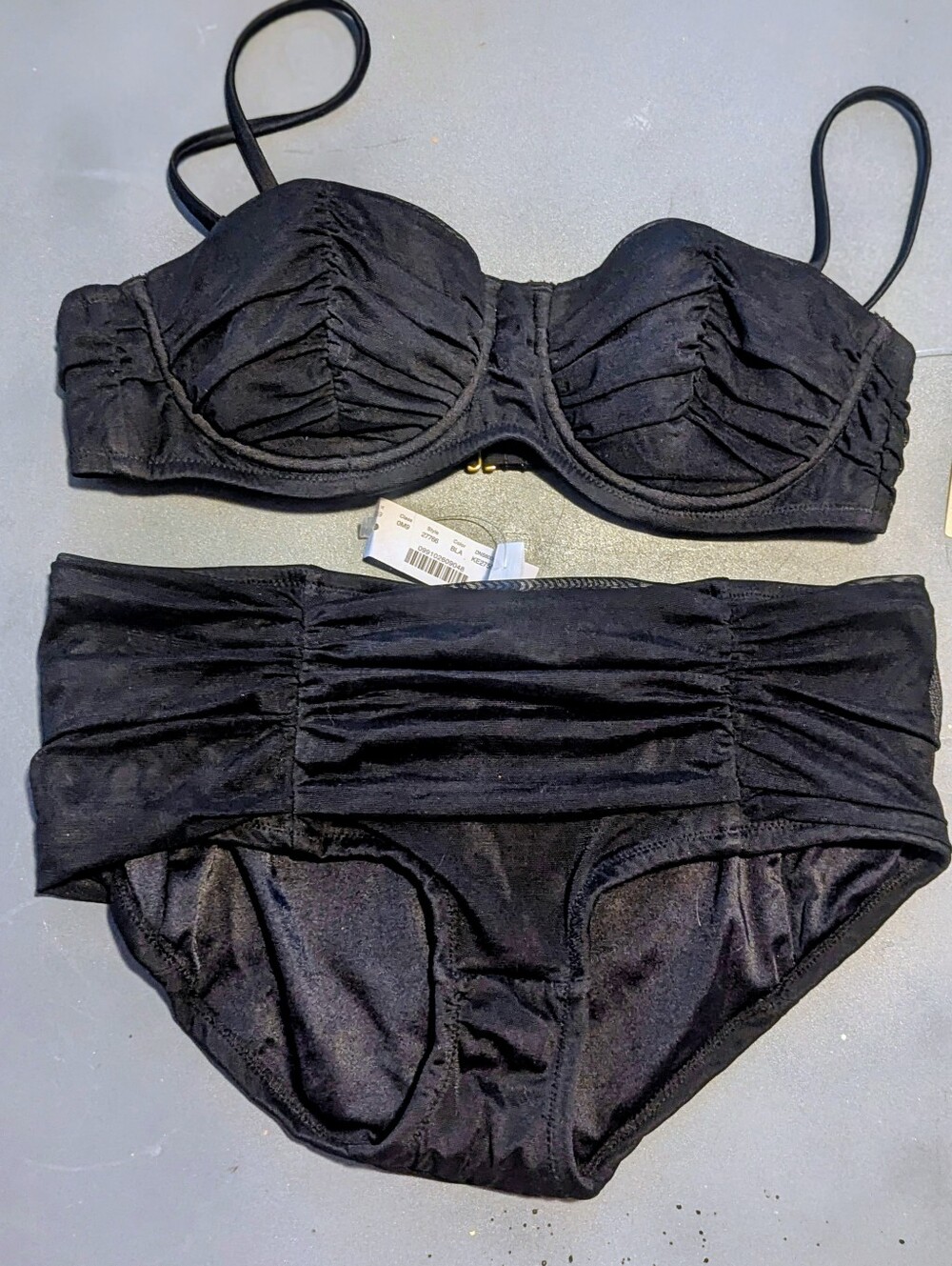 NWT J. CREW Black Retro Underwire Bra Top 34 B High Waisted Bikini Sm Rushed Set